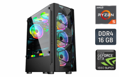 Игровой ПК 1stPlayer Color ATX / AMD Ryzen 5 5500 (6 (12) ядер по 3.6 - 4.2 GHz) / 16 GB DDR4 / 512 GB SSD / nVidia GeForce GTX 1660 Super, 6 GB GDDR6, 192-bit / 500 W / Asus Prime A450M-K
