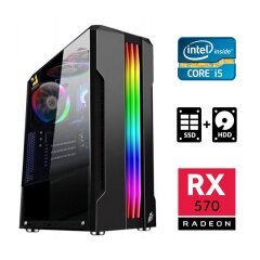Игровой ПК / Intel Core i5-3470 (4 ядра по 3.2 - 3.6 GHz) / 8 GB DDR3 / 120 GB SSD + 500 GB HDD / AMD Radeon RX 570, 4 GB GDDR5, 256-bit / 450W