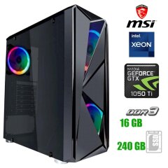 Игровой ПК MSI 1stPlayer FIREROSE RGB / Intel Xeon E3-1270v3 (4 (8) ядра по 3.5 - 3.90 GHz) (аналог  Intel Core i7-4770) / 16 GB DDR3 / 240 GB SSD NEW / nVidia GeForce GTX 1050 Ti, 4 GB GDDR5, 128-bit  