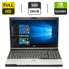 Мобильная рабочая станция Б-класс Fujitsu Celsius H720 / 15.6" (1920x1080) IPS / Intel Core i7-3720QM (4 (8) ядра по 2.6 - 3.6 GHz) / 8 GB DDR3 / 240 GB SSD / nVidia Quadro K1000M, 2 GB GDDR3, 128-bit / WebCam / VGA