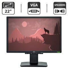 Монитор Б-класс Fujitsu Business Line B22W-6 / 22" (1680x1050) TN / VGA, DVI, DisplayPort / Встроенные колонки 2x 2W / VESA 100x100 + Кабели в комплекте