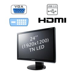 Монитор Samsung SyncMaster 2493HM / 24" (1920x1200) TN LED / 1x VGA, 1x DVI-D, 1x HDMI, 2x Audio Ports, 1x USB-Hub / встроенные колонки 2x 2W