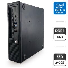 Неттоп HP EliteDesk 800 G1 USFF / Intel Core i5-4440S (4 ядра по 2.8 - 3.3 GHz) / 8 GB DDR3 / 240 GB SSD / Intel HD Graphics 4600 + Блок питания