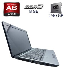 Ноутбук Б-класс Toshiba Satellite L750 / 15.6" (1366x768) TN / AMD A6-3400M (4 ядра по 1.4 - 2.3 GHz) / 8 GB DDR3 / 240 GB SSD / AMD Radeon HD 7400G 1 GB / WebCam